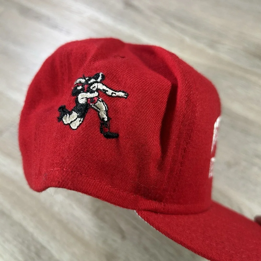 VTG New Era Bellefonte Wrestling Snapback Hat Red Wool Cap Made in USA